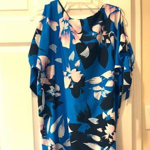 Nordstrom Blue Floral Cold-Shouldered Minidress